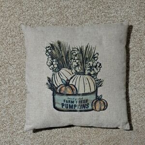 Rustic Farm Fresh Pumpkins Pillow - Beige